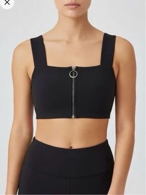 Alo Front Fast Zip Black Bra top Size S